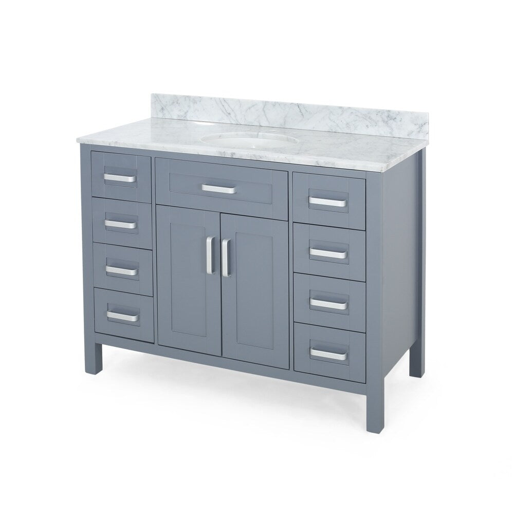 Greeley Contemporary 48" Wood Single Sink Bathroom Vanity with Carrera Marble Top by Christopher Knight Home