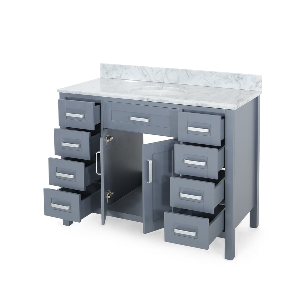 Greeley Contemporary 48" Wood Single Sink Bathroom Vanity with Carrera Marble Top by Christopher Knight Home