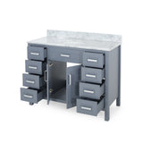Greeley Contemporary 48" Wood Single Sink Bathroom Vanity with Carrera Marble Top by Christopher Knight Home