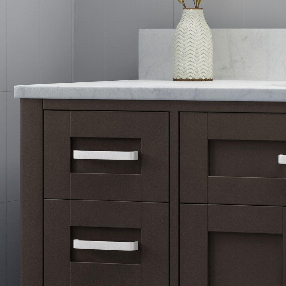 Greeley Contemporary 48" Wood Single Sink Bathroom Vanity with Carrera Marble Top by Christopher Knight Home