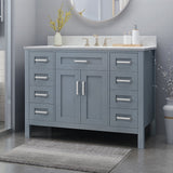 Greeley Contemporary 48" Wood Single Sink Bathroom Vanity with Carrera Marble Top by Christopher Knight Home