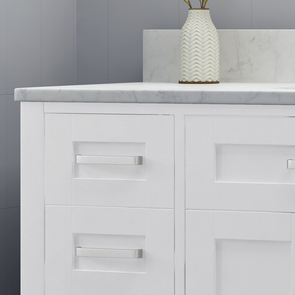Greeley Contemporary 48" Wood Single Sink Bathroom Vanity with Carrera Marble Top by Christopher Knight Home
