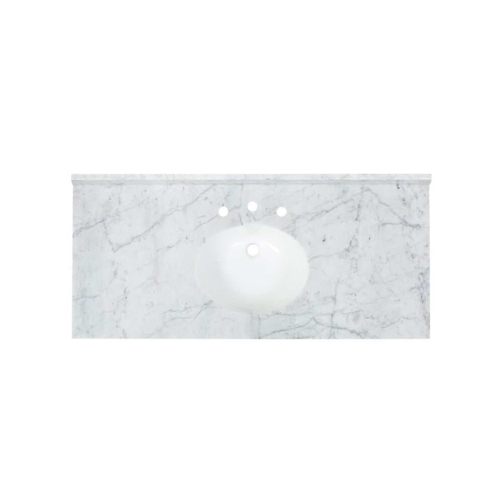 Greeley Contemporary 48" Wood Single Sink Bathroom Vanity with Carrera Marble Top by Christopher Knight Home