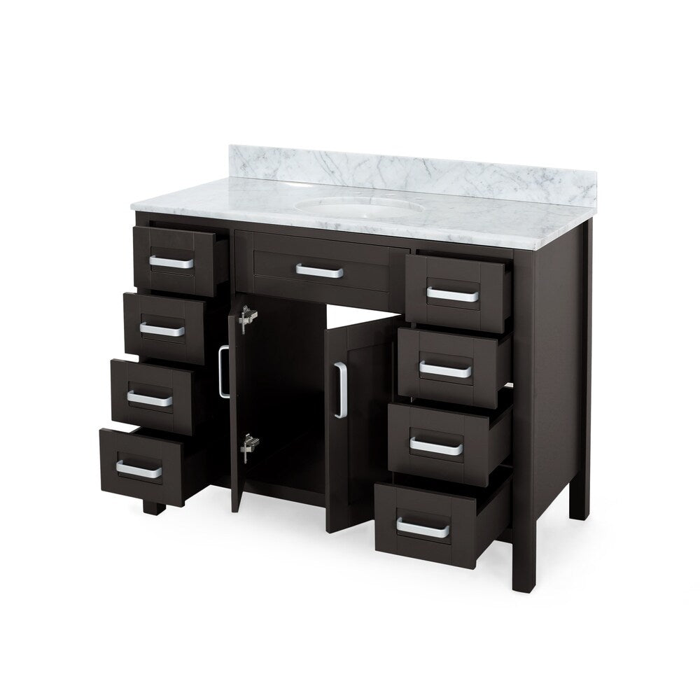 Greeley Contemporary 48" Wood Single Sink Bathroom Vanity with Carrera Marble Top by Christopher Knight Home