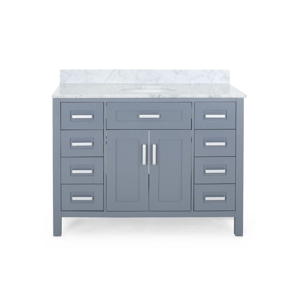 Greeley Contemporary 48" Wood Single Sink Bathroom Vanity with Carrera Marble Top by Christopher Knight Home