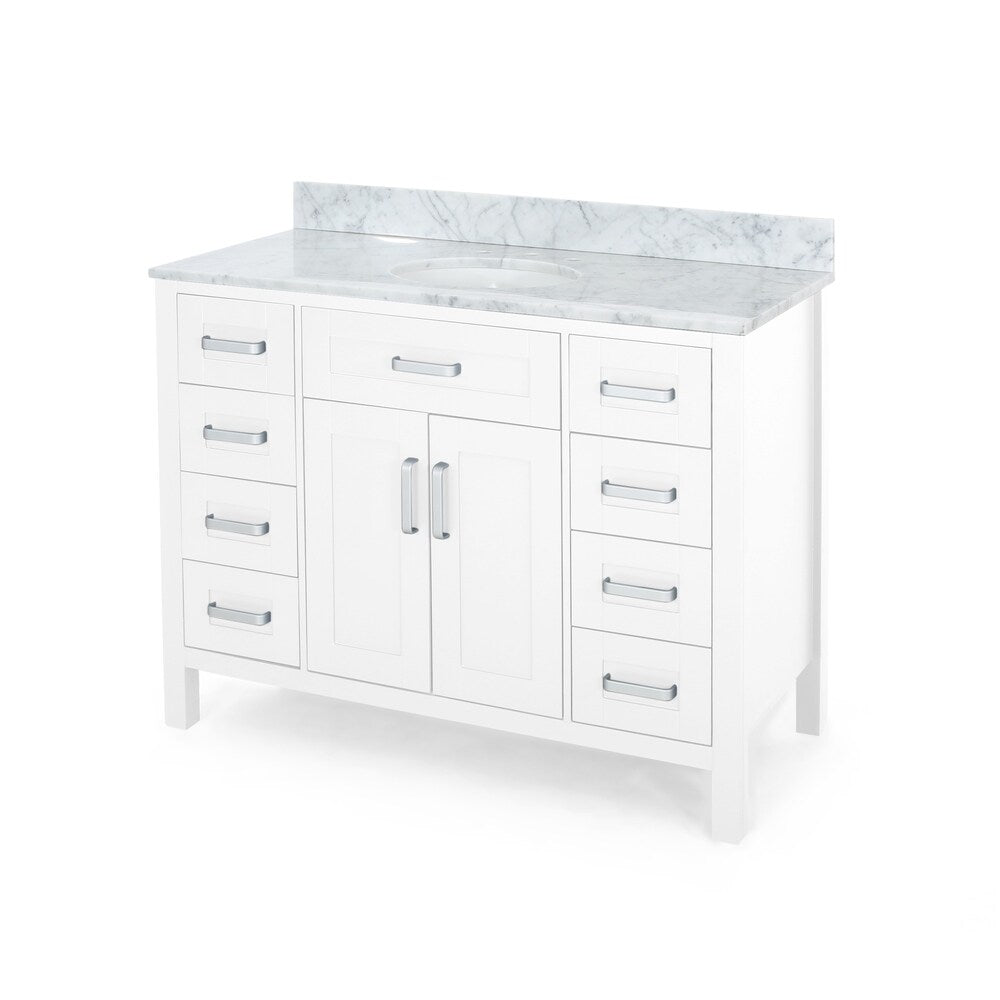 Greeley Contemporary 48" Wood Single Sink Bathroom Vanity with Carrera Marble Top by Christopher Knight Home