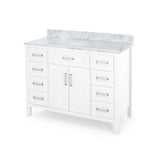 Greeley Contemporary 48" Wood Single Sink Bathroom Vanity with Carrera Marble Top by Christopher Knight Home