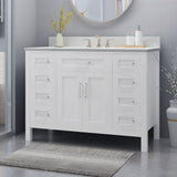 Greeley Contemporary 48" Wood Single Sink Bathroom Vanity with Carrera Marble Top by Christopher Knight Home