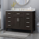 Greeley Contemporary 48" Wood Single Sink Bathroom Vanity with Carrera Marble Top by Christopher Knight Home