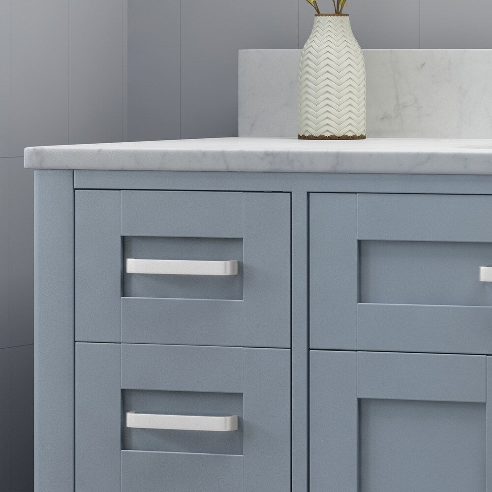Greeley Contemporary 48" Wood Single Sink Bathroom Vanity with Carrera Marble Top by Christopher Knight Home