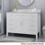 Greeley Contemporary 48" Wood Single Sink Bathroom Vanity with Carrera Marble Top by Christopher Knight Home