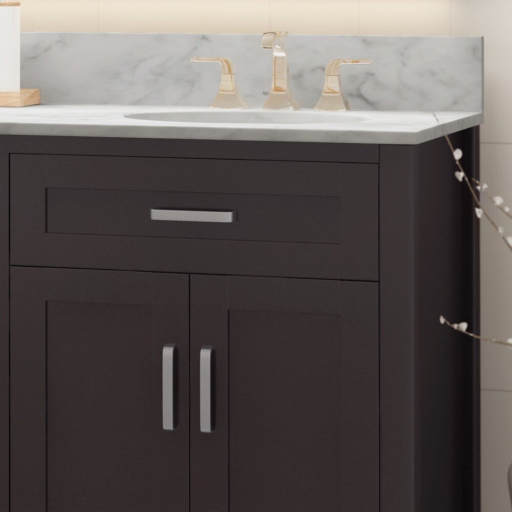 Greeley Contemporary 72" Wood Double Sink Bathroom Vanity with Carrera Marble Top by Christopher Knight Home