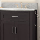 Greeley Contemporary 72" Wood Double Sink Bathroom Vanity with Carrera Marble Top by Christopher Knight Home
