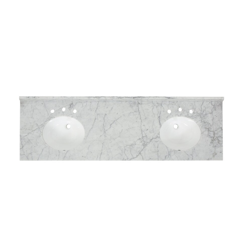 Greeley Contemporary 72" Wood Double Sink Bathroom Vanity with Carrera Marble Top by Christopher Knight Home