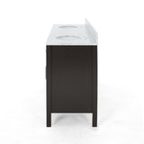 Greeley Contemporary 72" Wood Double Sink Bathroom Vanity with Carrera Marble Top by Christopher Knight Home