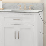 Greeley Contemporary 72" Wood Double Sink Bathroom Vanity with Carrera Marble Top by Christopher Knight Home