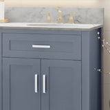 Greeley Contemporary 72" Wood Double Sink Bathroom Vanity with Carrera Marble Top by Christopher Knight Home