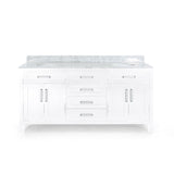 Greeley Contemporary 72" Wood Double Sink Bathroom Vanity with Carrera Marble Top by Christopher Knight Home