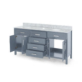 Greeley Contemporary 72" Wood Double Sink Bathroom Vanity with Carrera Marble Top by Christopher Knight Home