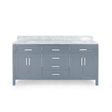 Greeley Contemporary 72" Wood Double Sink Bathroom Vanity with Carrera Marble Top by Christopher Knight Home