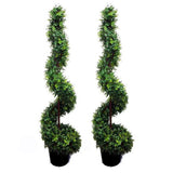 5-foot Faux Money Leaves Spiral Topiary Tree in Plastic Pot (Set of 2) - GTR3638-NATURAL-2
