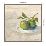 Green Apple I Neutral by Carol Rowan (16 x 16 in.), Framed Canvas Wall Art Print - Sylvie Greywash