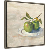 Green Apple I Neutral by Carol Rowan (16 x 16 in.), Framed Canvas Wall Art Print - Sylvie Greywash