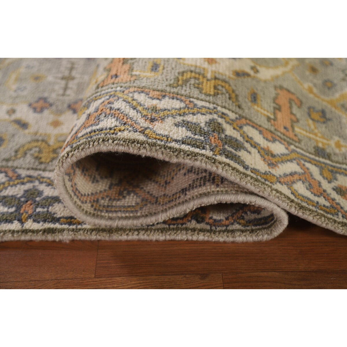 Green Floral Oushak Oriental Runner Rug Handmade Wool Carpet - 2'7"x 9'11"