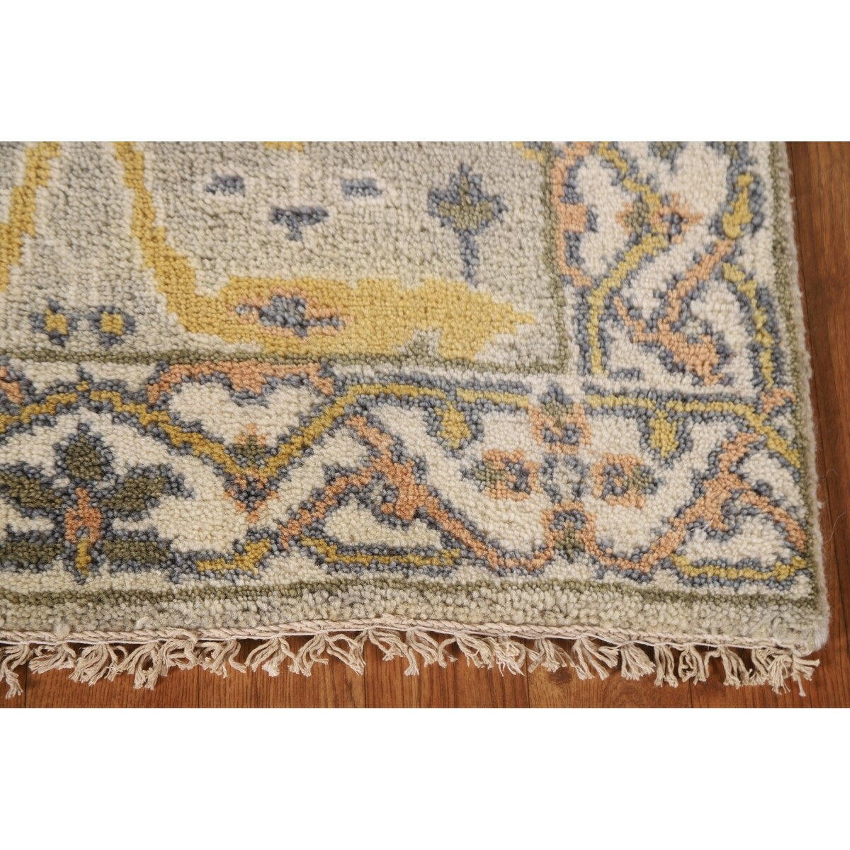 Green Floral Oushak Oriental Runner Rug Handmade Wool Carpet - 2'7"x 9'11"