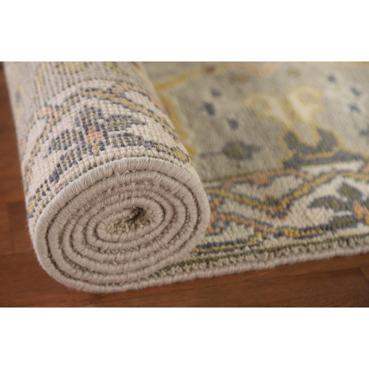 Green Floral Oushak Oriental Runner Rug Handmade Wool Carpet - 2'7"x 9'11"
