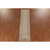 Green Floral Oushak Oriental Runner Rug Handmade Wool Carpet - 2'7"x 9'11"