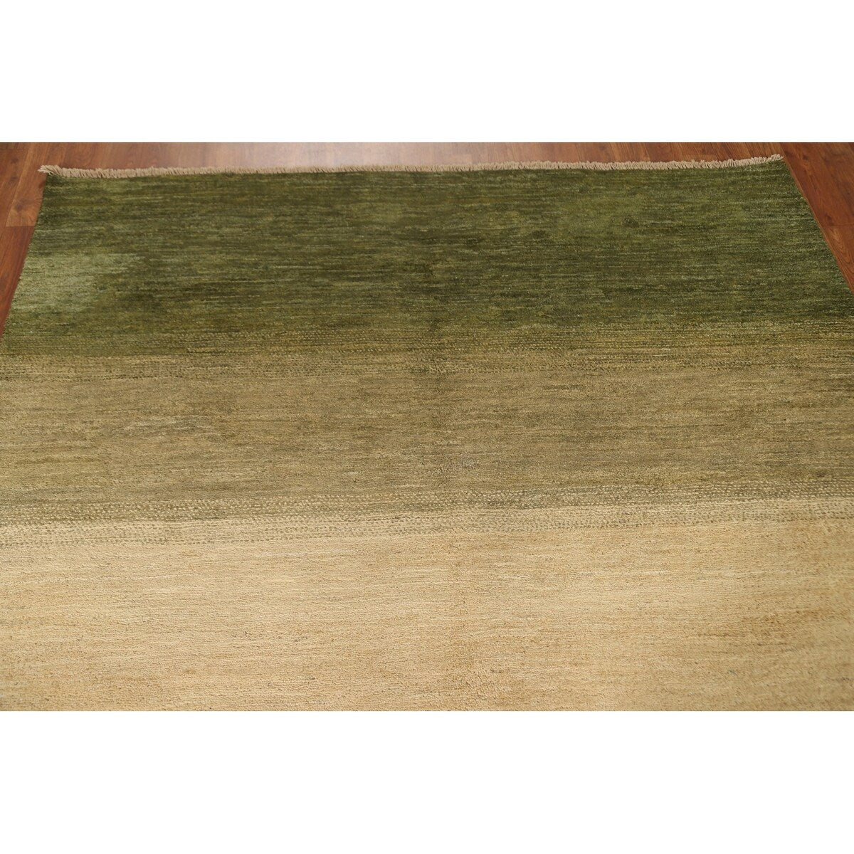 Green Gabbeh Kashkoli Wool Modern Area Rug - 5'6''x 7'6''