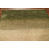 Green Gabbeh Kashkoli Wool Modern Area Rug - 5'6''x 7'6''