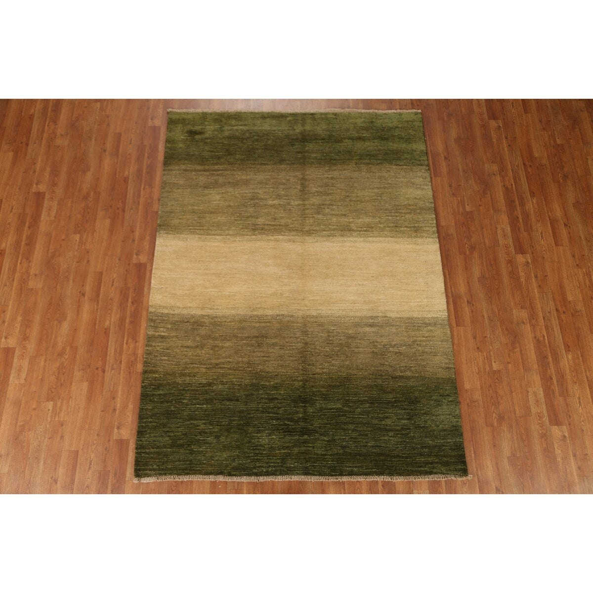 Green Gabbeh Kashkoli Wool Modern Area Rug - 5'6''x 7'6''