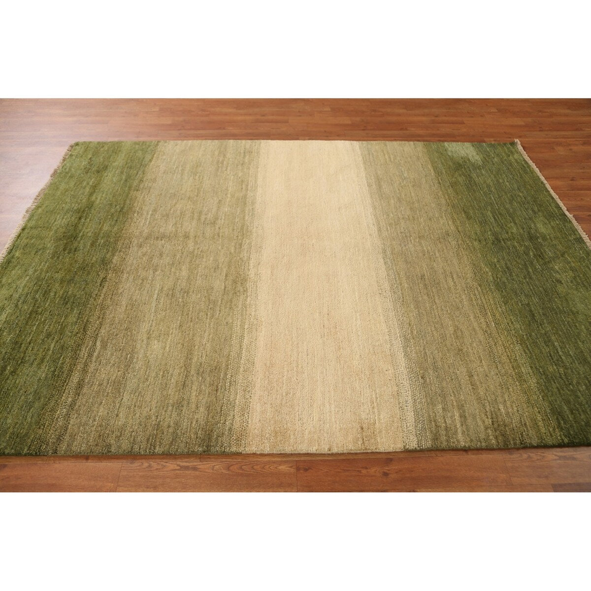 Green Gabbeh Kashkoli Wool Modern Area Rug - 5'6''x 7'6''