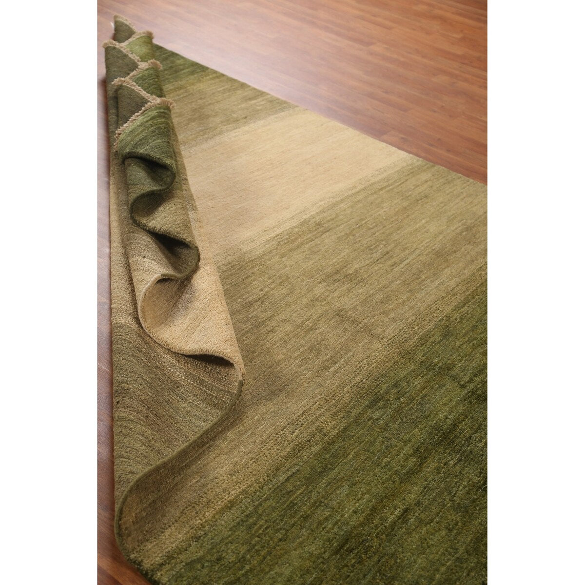 Green Gabbeh Kashkoli Wool Modern Area Rug - 5'6''x 7'6''