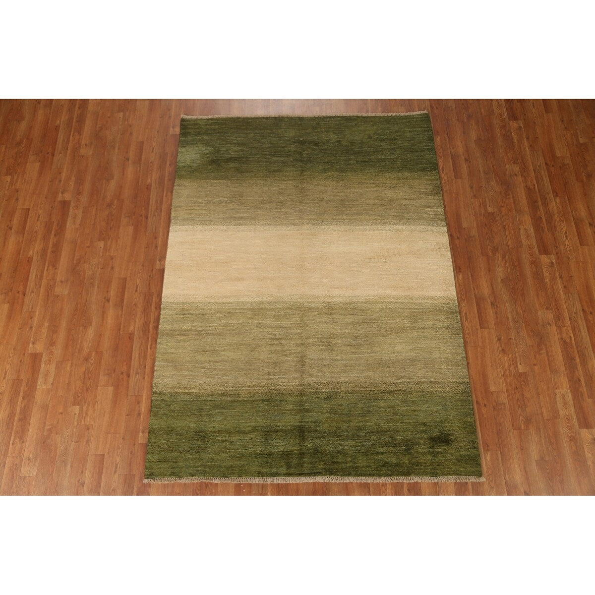 Green Gabbeh Kashkoli Wool Modern Area Rug - 5'6''x 7'6''