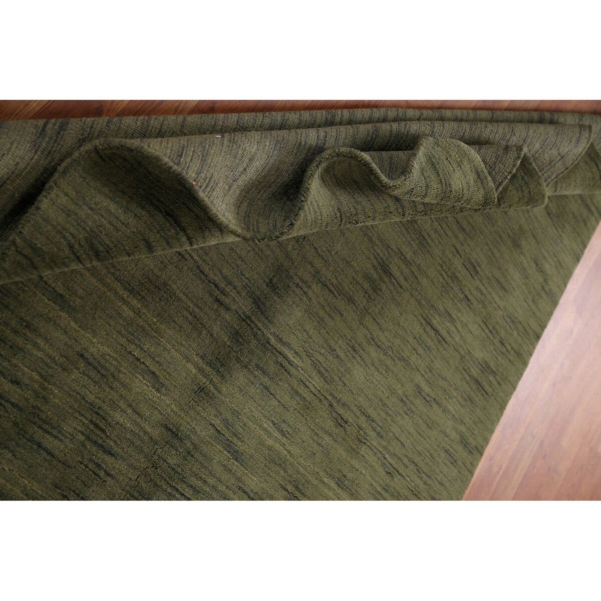 Green Gabbeh Modern Area Rug Hand-knotted Wool Carpet - 5'4" x 8'3"