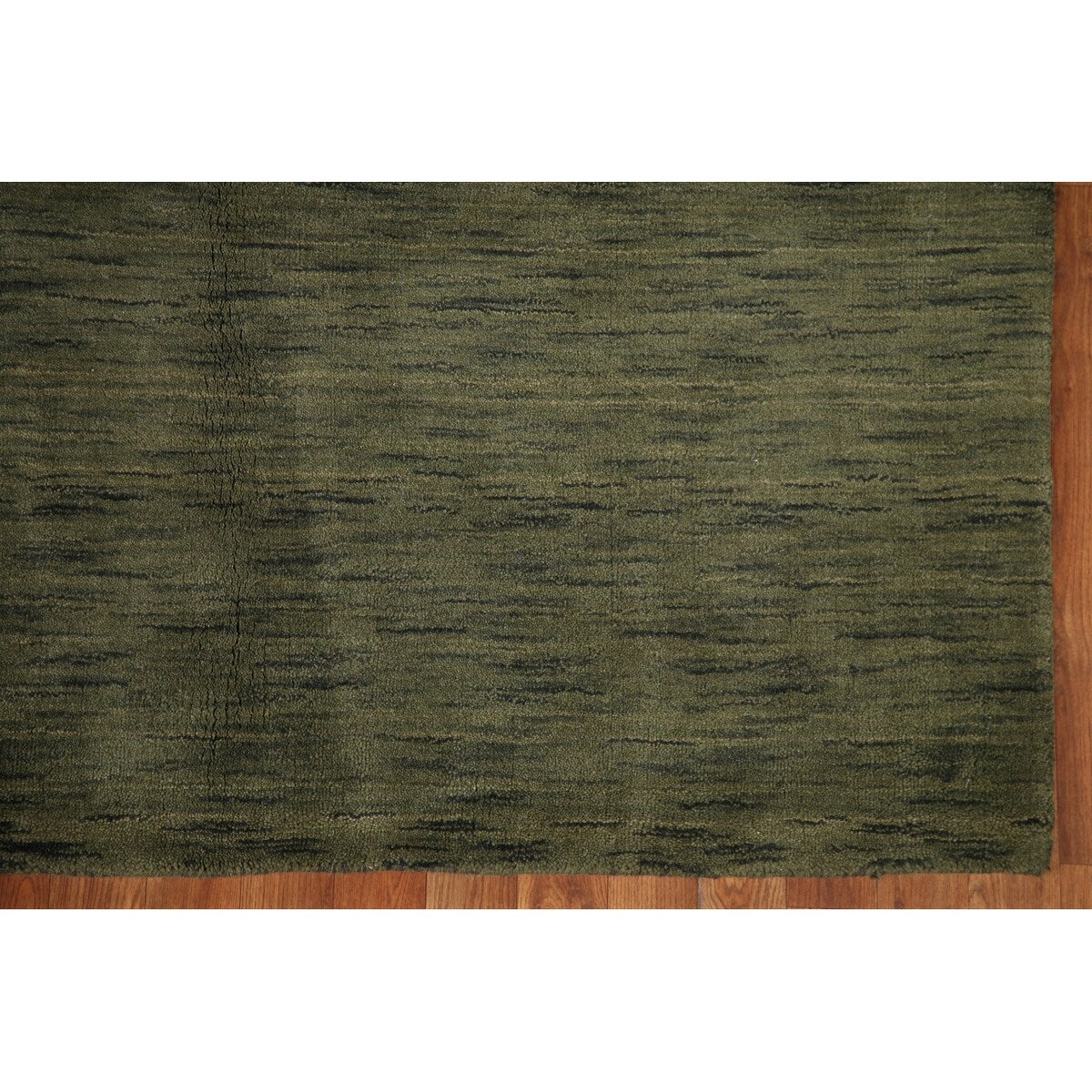 Green Gabbeh Modern Area Rug Hand-knotted Wool Carpet - 5'4" x 8'3"