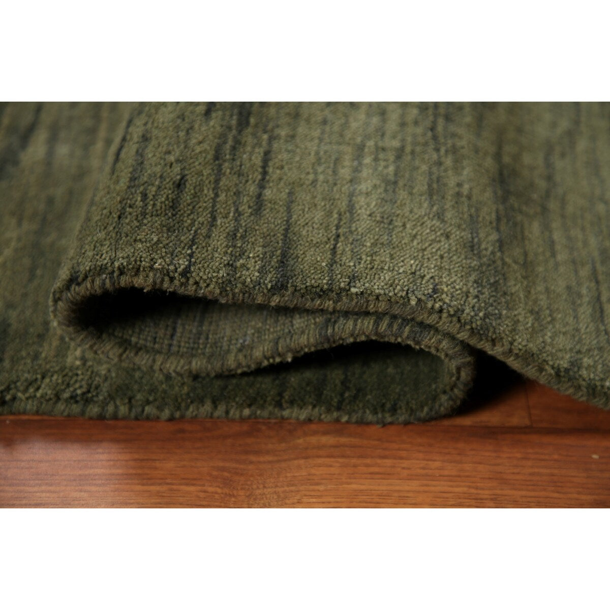 Green Gabbeh Modern Area Rug Hand-knotted Wool Carpet - 5'4" x 8'3"