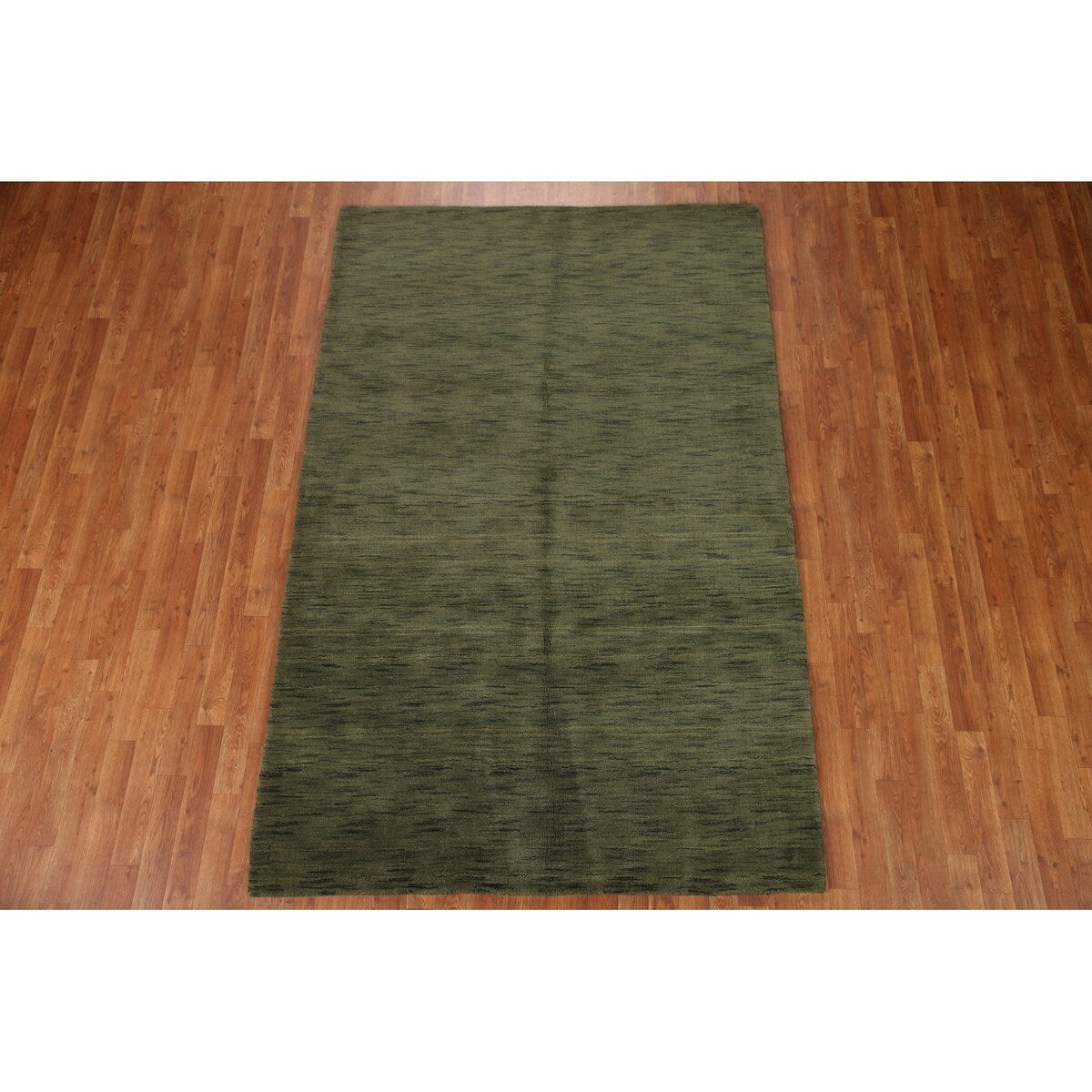 Green Gabbeh Modern Area Rug Hand-knotted Wool Carpet - 5'4" x 8'3"