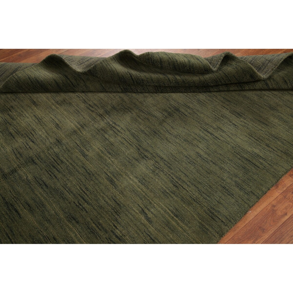 Green Gabbeh Modern Area Rug Hand-knotted Wool Carpet - 5'4" x 8'3"