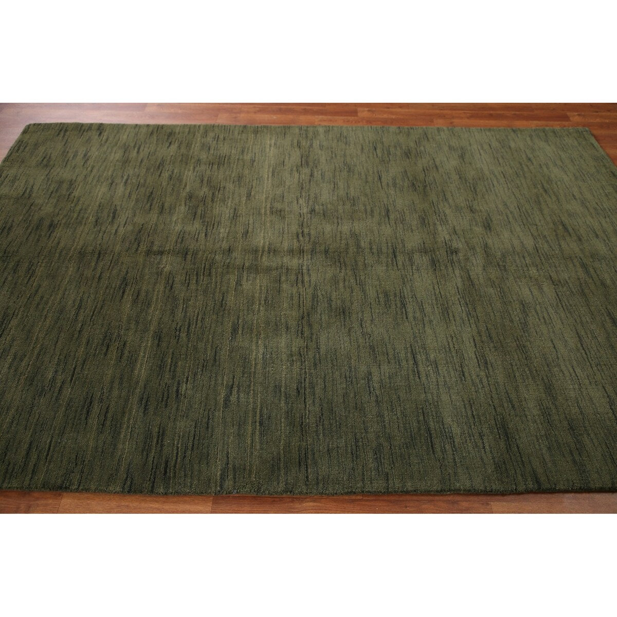 Green Gabbeh Modern Area Rug Hand-knotted Wool Carpet - 5'4" x 8'3"