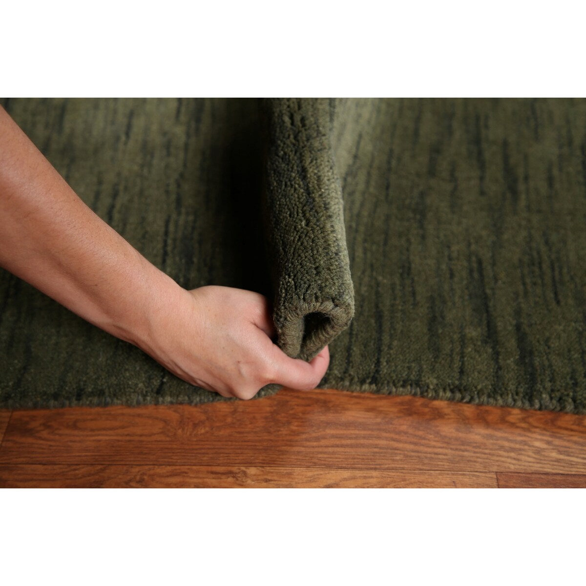 Green Gabbeh Modern Area Rug Hand-knotted Wool Carpet - 5'4" x 8'3"