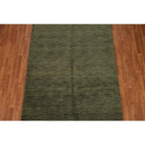 Green Gabbeh Modern Area Rug Hand-knotted Wool Carpet - 5'4" x 8'3"