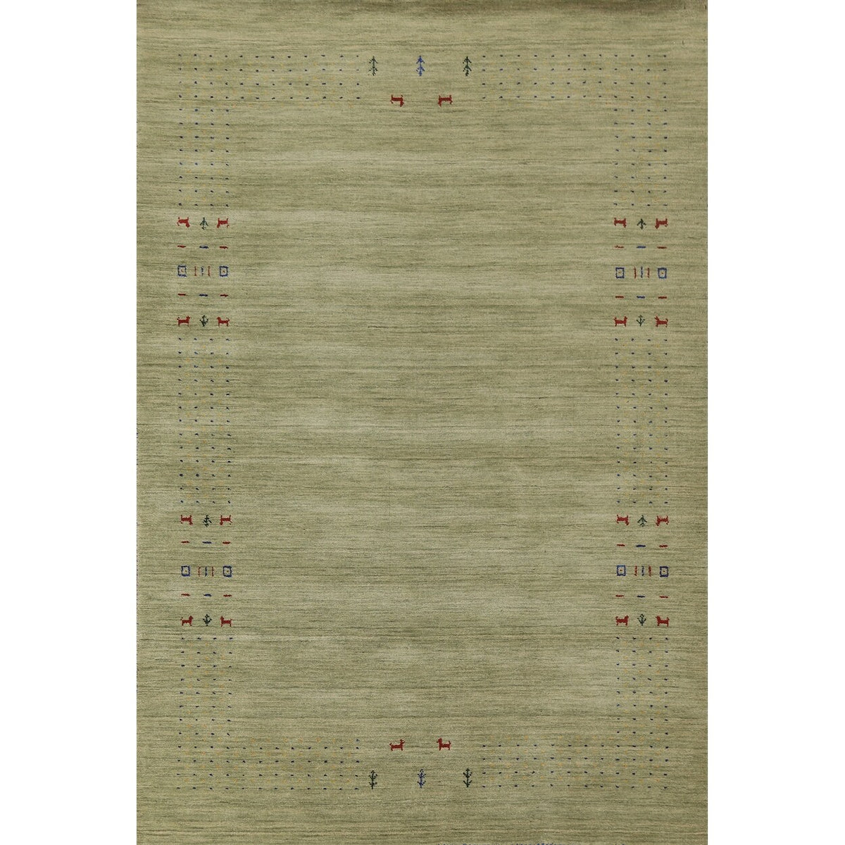 Green Gabbeh Oriental Area Rug Hand-knotted Wool Carpet - 5'7" x 8'1
