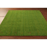 Green Gabbeh Oriental Square Area Rug Hand-Knotted Wool Carpet - 6'7"x 6'7"