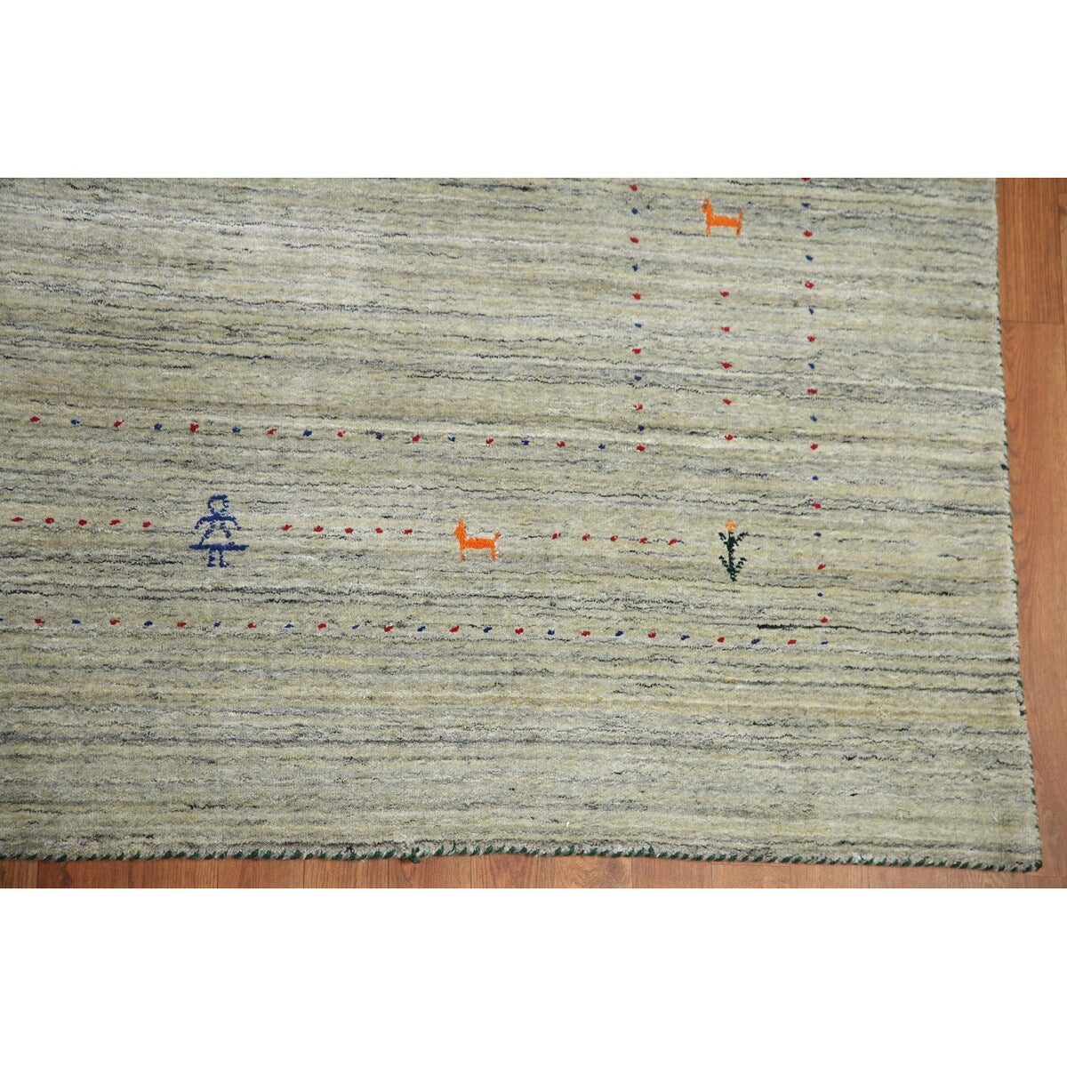 Green Gabbeh Tribal Area Rug Handmade Oriental Wool Carpet - 9'2" x 11'11"