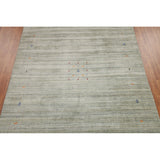 Green Gabbeh Tribal Area Rug Handmade Oriental Wool Carpet - 9'2" x 11'11"