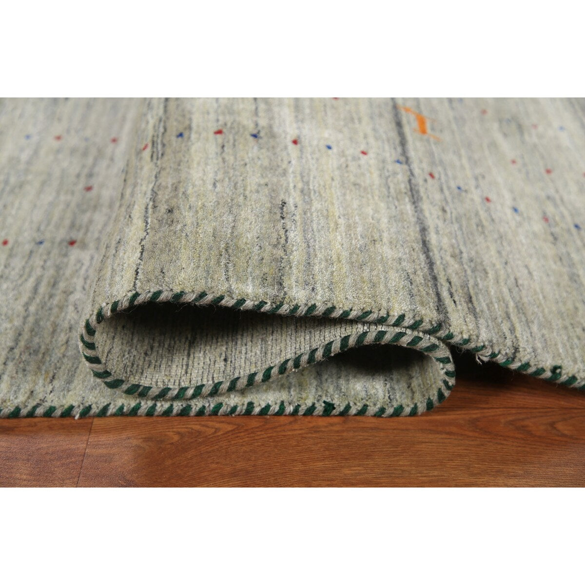 Green Gabbeh Tribal Area Rug Handmade Oriental Wool Carpet - 9'2" x 11'11"